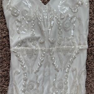 B Darlin Ivory Sequin Dress
